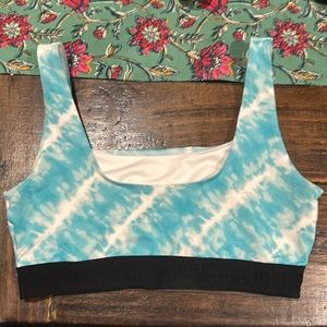 Victoria secret pink sports bra size large blue and white tie day EUC